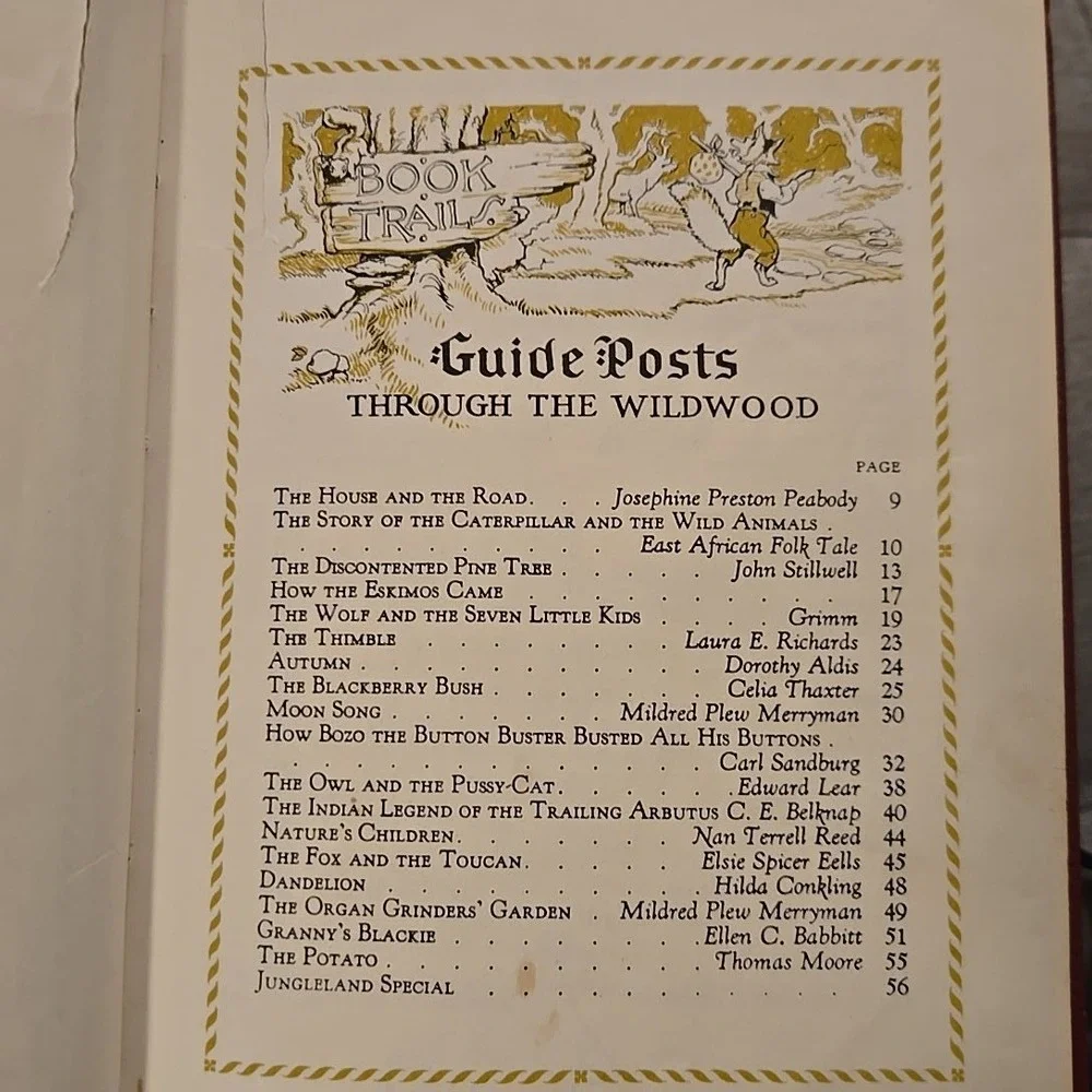 VTG 1946 Book Trails Through The‎ Wildwood Child Development Red Embossed HC USA